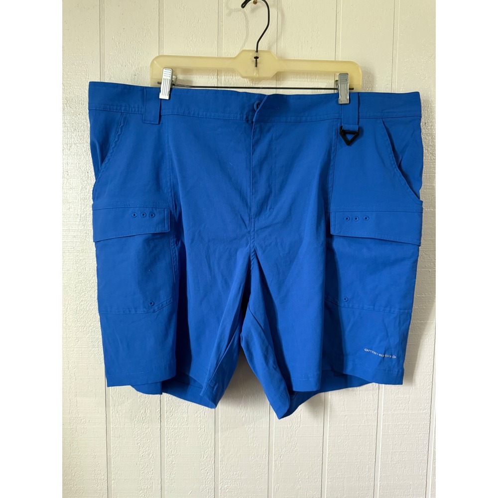 Columbia PFG Mens XXL Blue Blood and Guts Omni-Shield Cargo Fishing Shorts